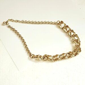 German Swirl Multi Link Necklace 16" Silver Tone Chunky Collar Choker